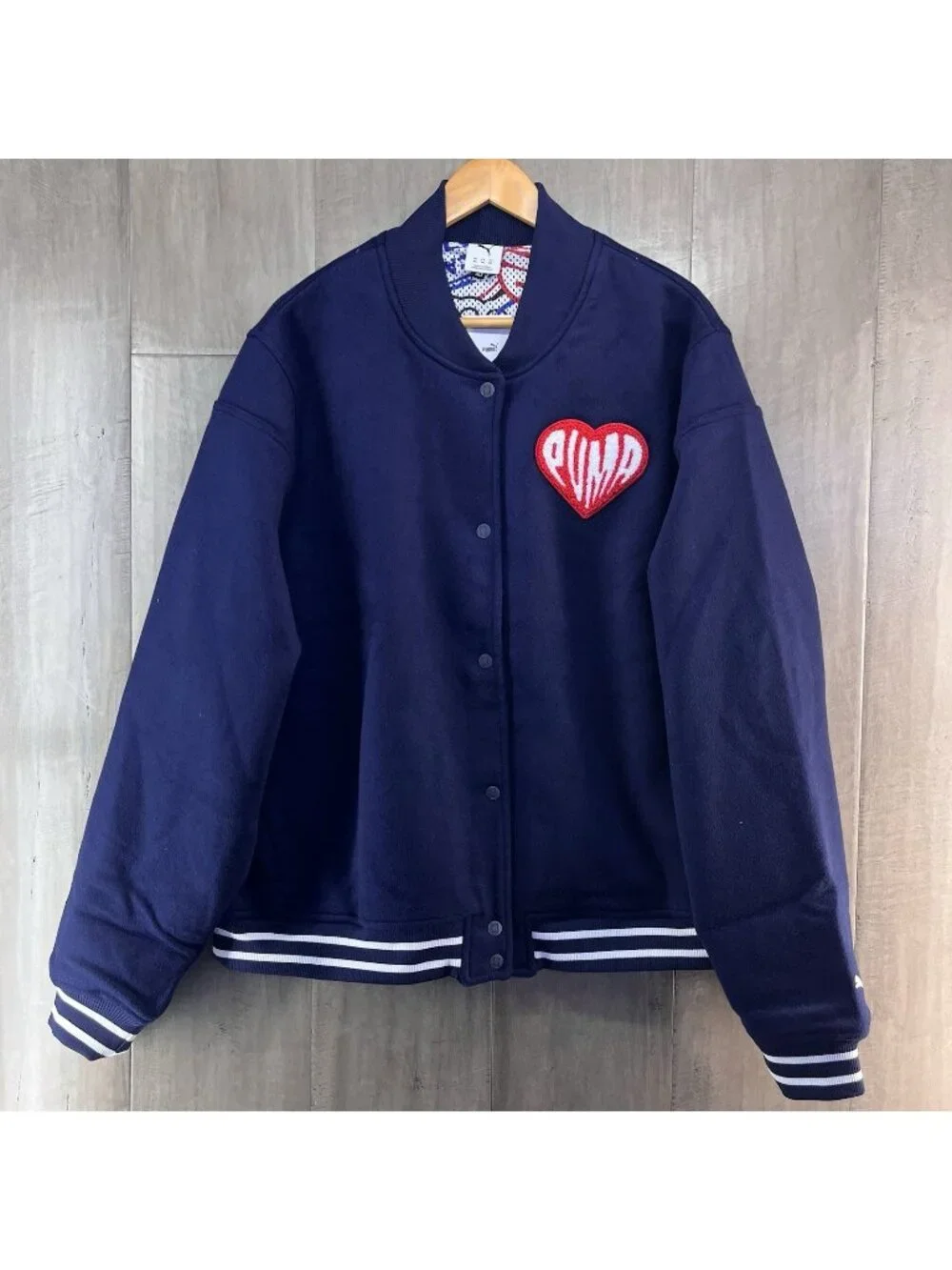 Puma Men's Sticker Pack Wool Blend Varsity Jacket Navy Blue Size XXL 632832 01